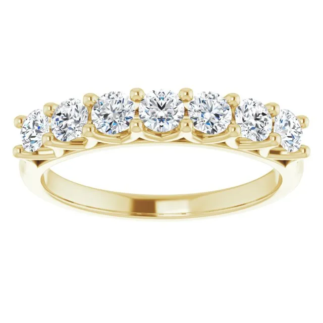 0.75 ct. Round Cut Diamond Shared Prong Wedding Band 7 Stone Anniversary Ring