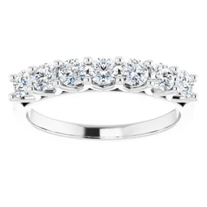 0.75 ct. Round Cut Diamond Shared Prong Wedding Band 7 Stone Anniversary Ring