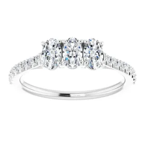 0.80 ct. Oval & Round Cut Diamond Wedding Band 3 Stone Style Ring