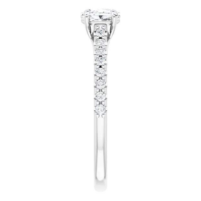 0.80 ct. Oval & Round Cut Diamond Wedding Band 3 Stone Style Ring