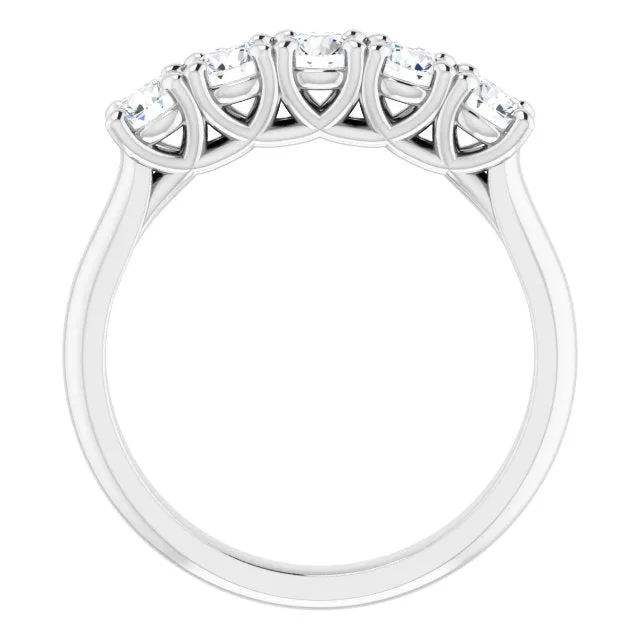 0.85 ct.  Round Cut Diamond Wedding Band 5 Stone Anniversary Ring