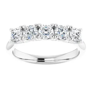 0.85 ct.  Round Cut Diamond Wedding Band 5 Stone Anniversary Ring