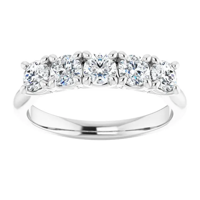 0.85 ct.  Round Cut Diamond Wedding Band 5 Stone Anniversary Ring