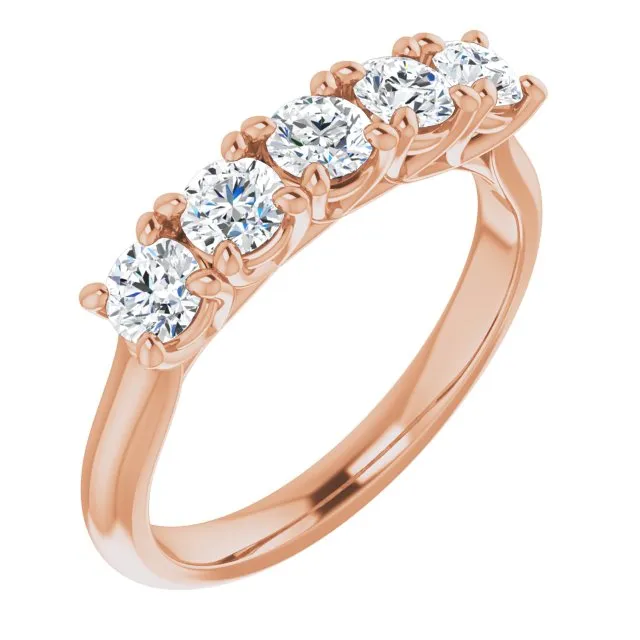0.85 ct.  Round Cut Diamond Wedding Band 5 Stone Anniversary Ring