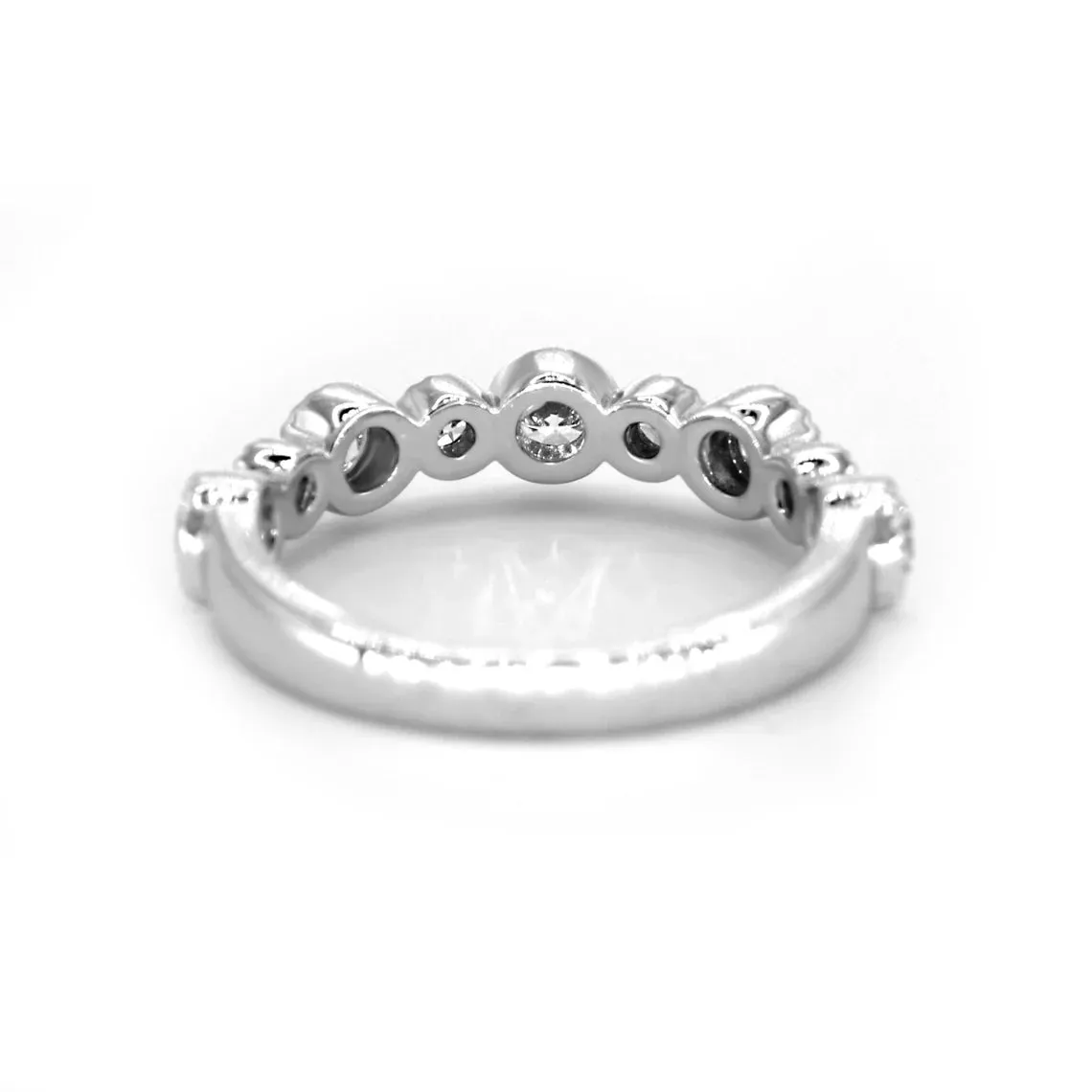 0.85 ct. Round Diamond Wedding Stackable Band, Bezel Set Milgrain Accent Ring
