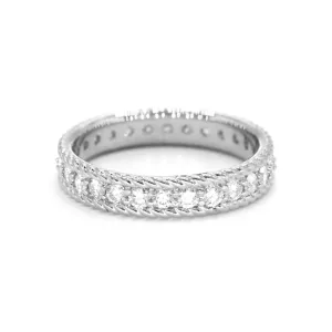 0.90 ct. Diamond Eternity Band, Rope Designed Edge Ring Vintage Inspired