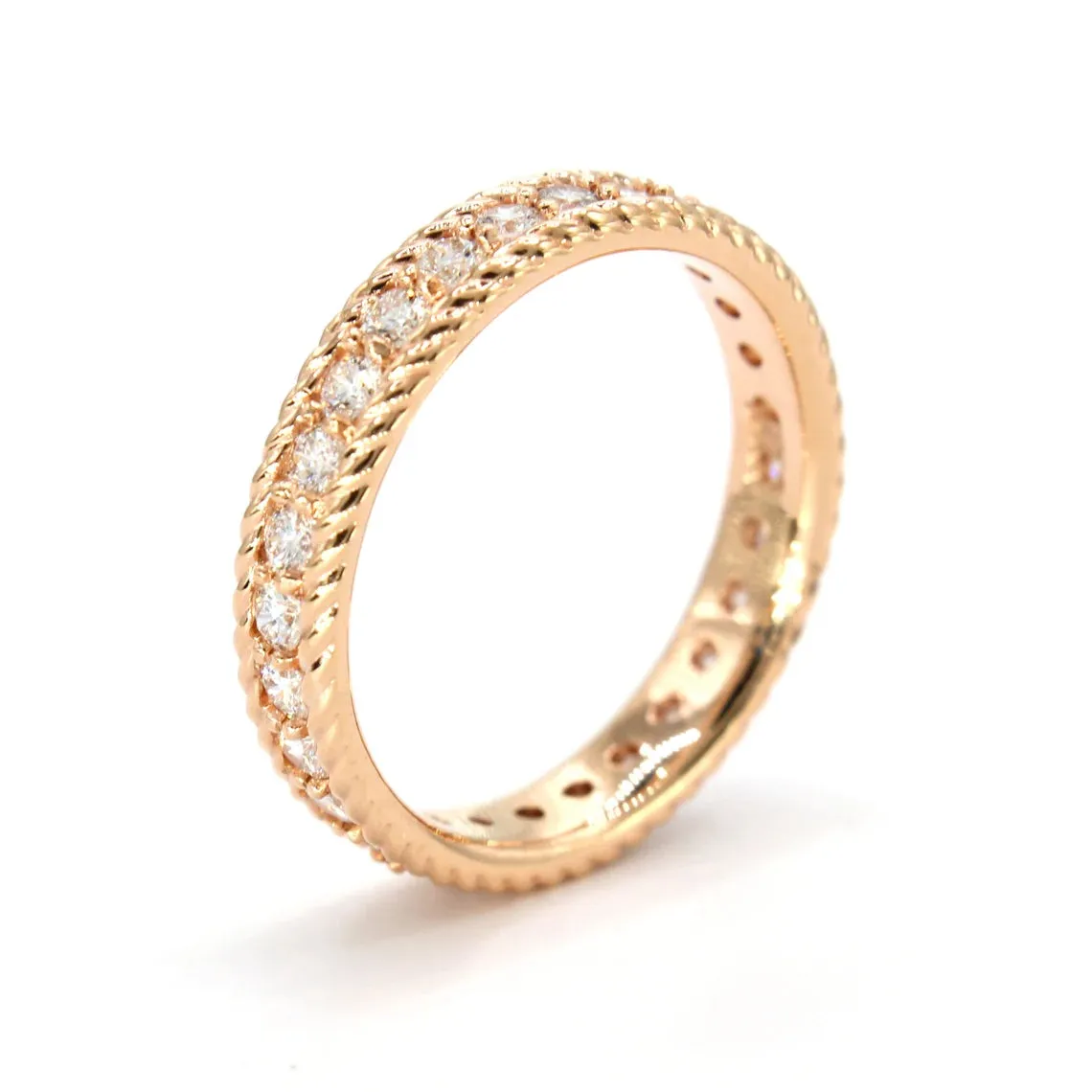 0.90 ct. Diamond Eternity Band, Rope Designed Edge Ring Vintage Inspired