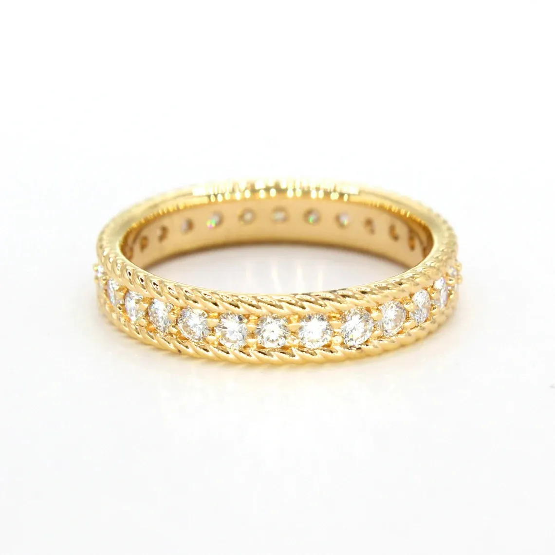 0.90 ct. Diamond Eternity Band, Rope Designed Edge Ring Vintage Inspired