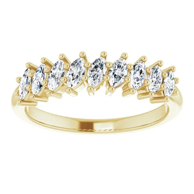 0.90 ct. Marquise Diamond Wedding Band 9 Stone Anniversary Ring