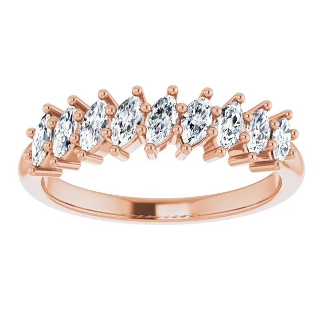 0.90 ct. Marquise Diamond Wedding Band 9 Stone Anniversary Ring