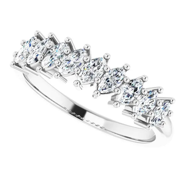 0.90 ct. Marquise Diamond Wedding Band 9 Stone Anniversary Ring