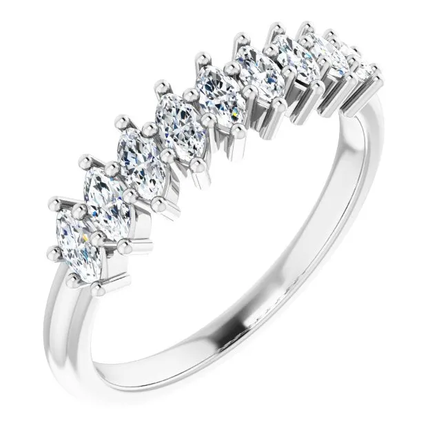 0.90 ct. Marquise Diamond Wedding Band 9 Stone Anniversary Ring