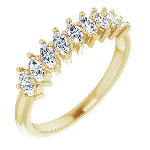 0.90 ct. Marquise Diamond Wedding Band 9 Stone Anniversary Ring