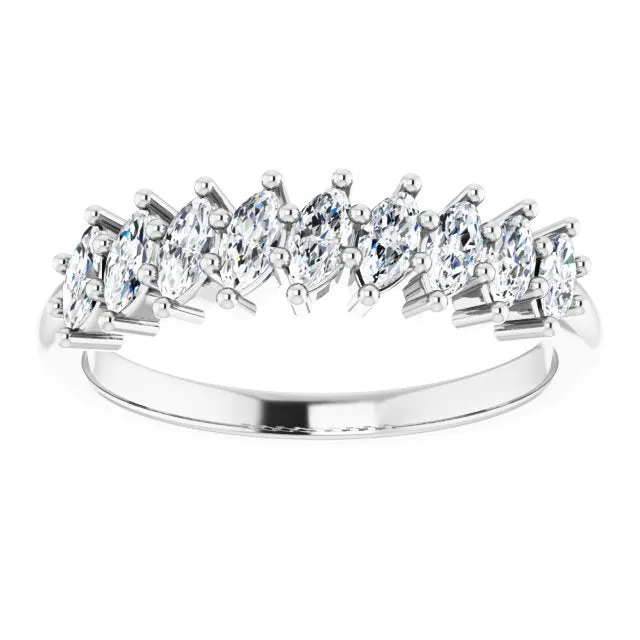 0.90 ct. Marquise Diamond Wedding Band 9 Stone Anniversary Ring
