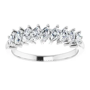 0.90 ct. Marquise Diamond Wedding Band 9 Stone Anniversary Ring