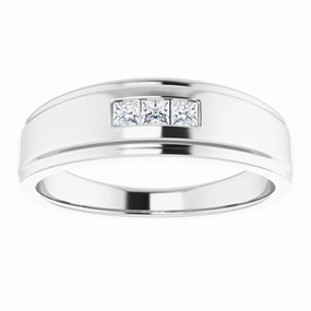 0.24 ctw Channel Set Princess Cut Diamond Men's Ring