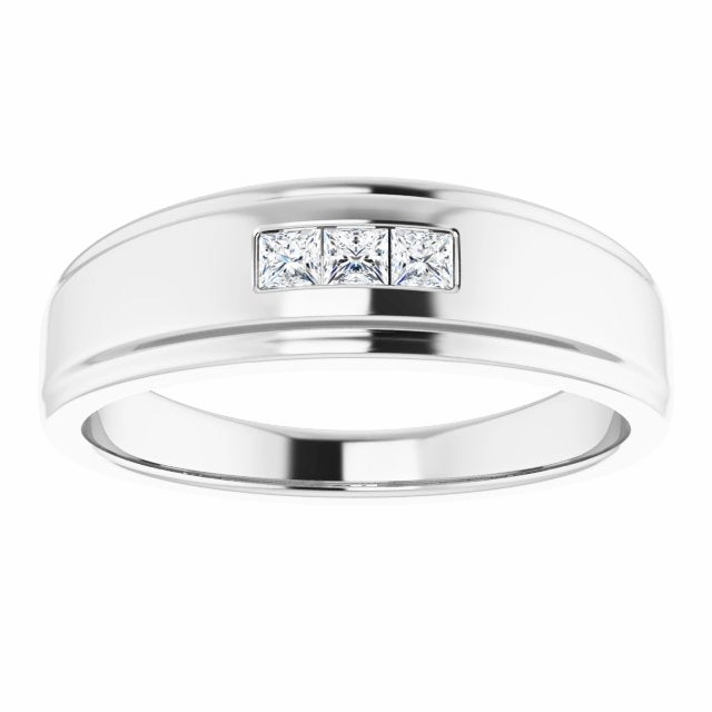 0.24 ctw Channel Set Princess Cut Diamond Men's Ring