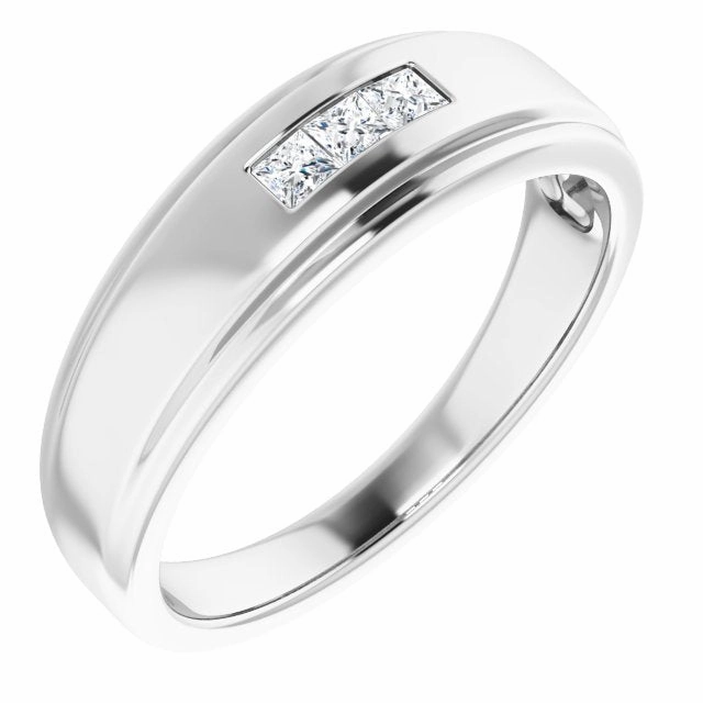 0.24 ctw Channel Set Princess Cut Diamond Men's Ring