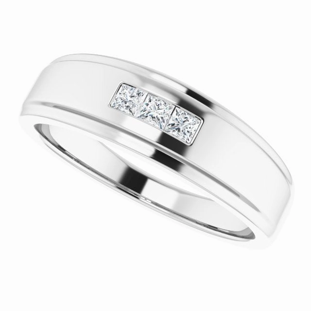 0.24 ctw Channel Set Princess Cut Diamond Men's Ring
