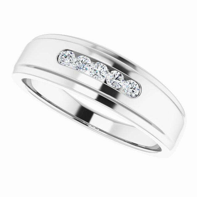 0.25 ctw Channel Set Round Diamond Men's Ring