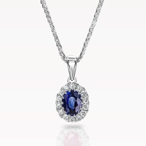 0.45ct Sapphire And Diamond White Gold Necklace