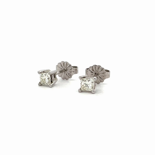 0.47ctw Princess Shape Diamond Stud Earrings