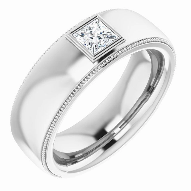 0.50 ct. Princess Diamond Milgrain Accent Men's Ring