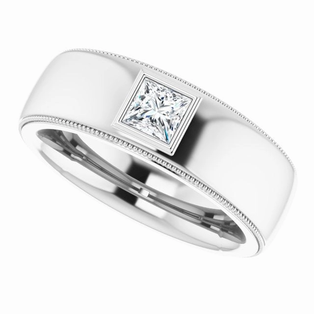 0.50 ct. Princess Diamond Milgrain Accent Men's Ring