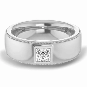 0.50 ct. Princess Diamond Milgrain Accent Men's Ring