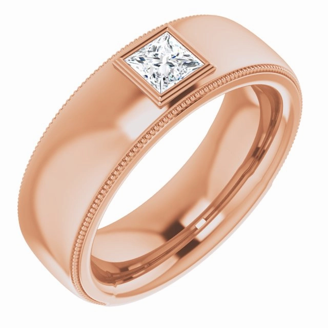 0.50 ct. Princess Diamond Milgrain Accent Men's Ring