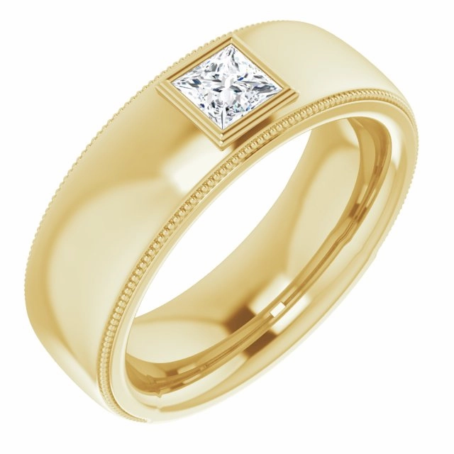 0.50 ct. Princess Diamond Milgrain Accent Men's Ring