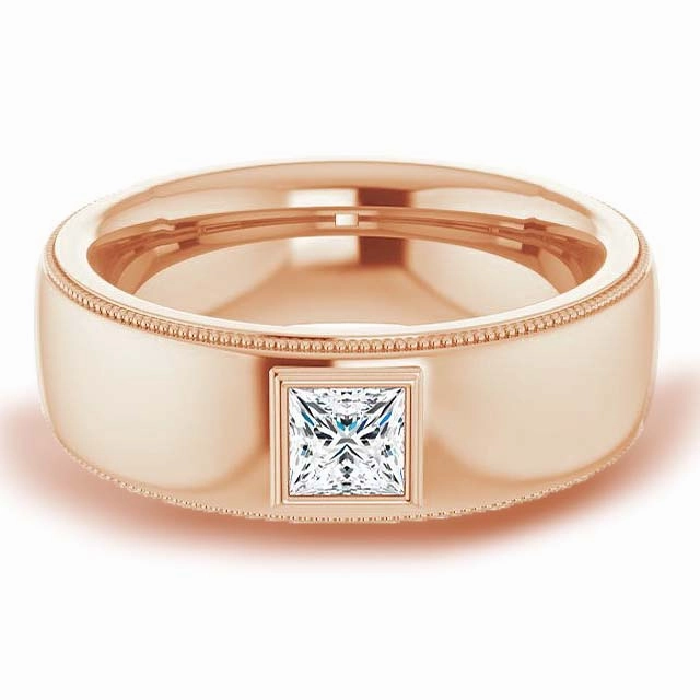 0.50 ct. Princess Diamond Milgrain Accent Men's Ring