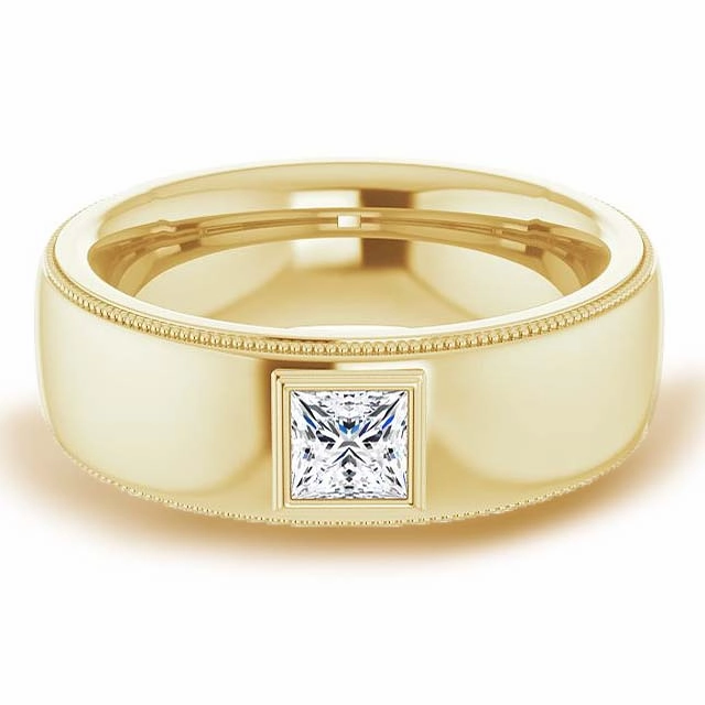 0.50 ct. Princess Diamond Milgrain Accent Men's Ring