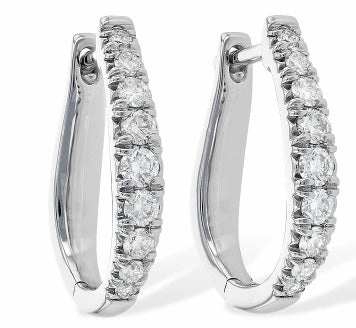 0.50ctw Diamond Hoop Earrings 14K White Gold