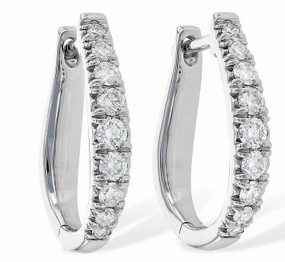 0.50ctw Diamond Hoop Earrings 14K White Gold
