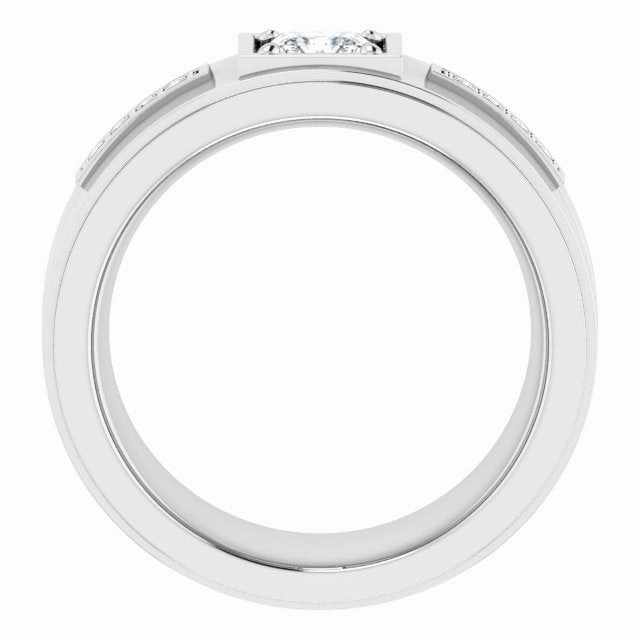 0.62 ctw Princess & Round Diamond Wide Men's Ring