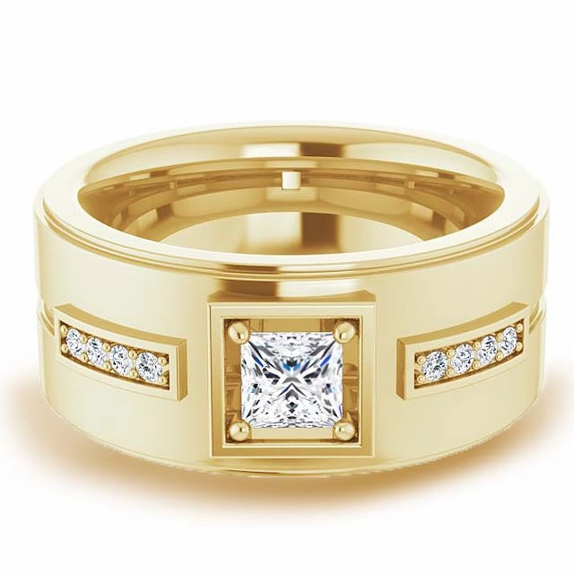 0.62 ctw Princess & Round Diamond Wide Men's Ring