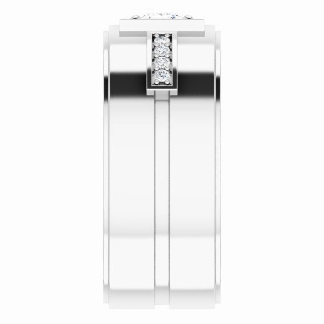 0.62 ctw Princess & Round Diamond Wide Men's Ring
