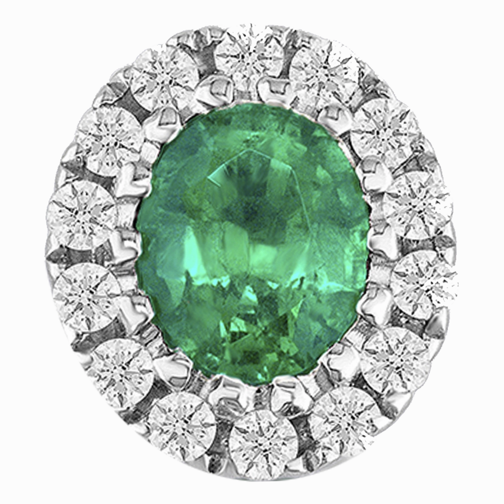 0.64ct Emerald and Diamond White Gold Earrings