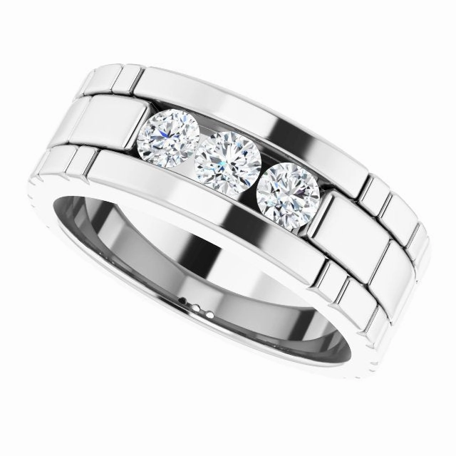 0.66 ctw Channel Set Round Diamond Men's Ring Watch Link Style