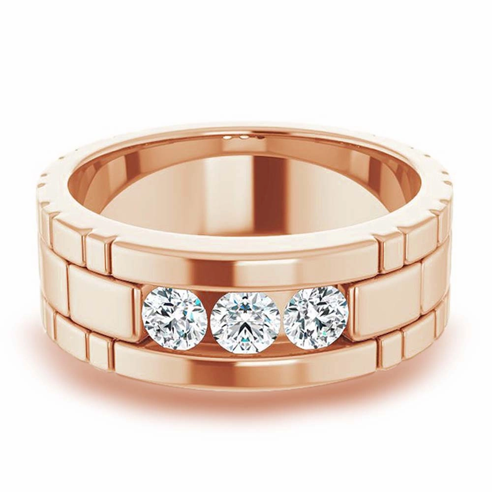 0.66 ctw Channel Set Round Diamond Men's Ring Watch Link Style