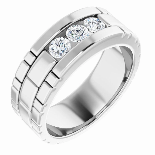 0.66 ctw Channel Set Round Diamond Men's Ring Watch Link Style