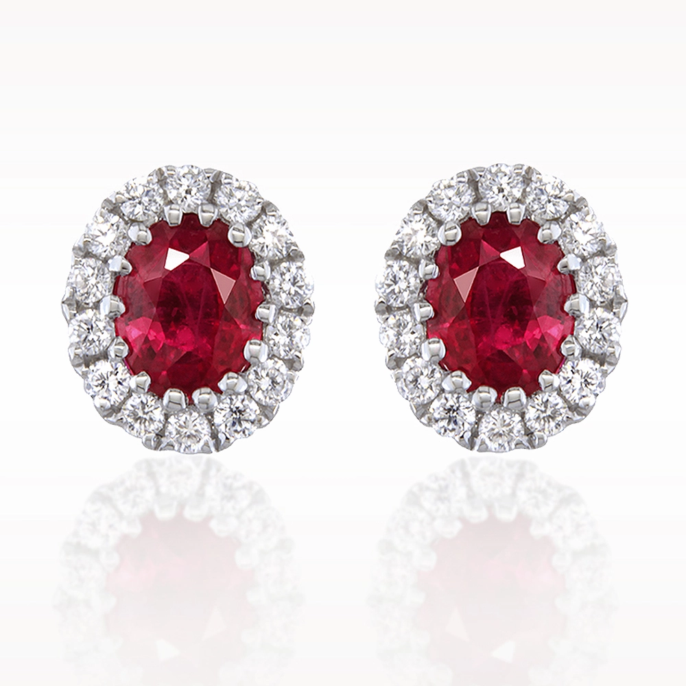 0.71ct Ruby And Diamond White Gold Earrings