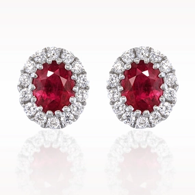0.71ct Ruby And Diamond White Gold Earrings