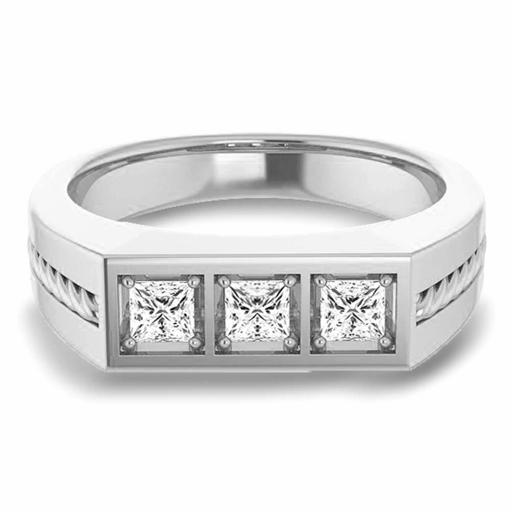 0.75 ctw Princess Diamond Design Men's Ring Rope Accented