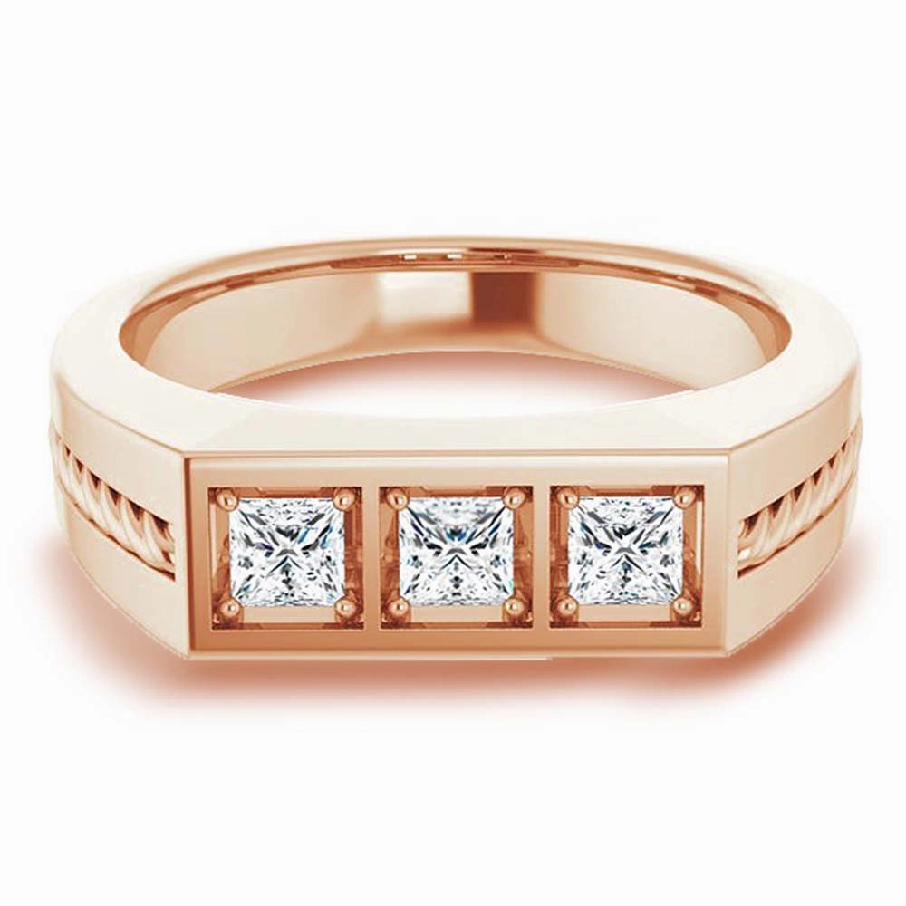 0.75 ctw Princess Diamond Design Men's Ring Rope Accented