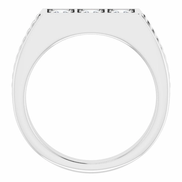 0.75 ctw Princess Diamond Design Men's Ring Rope Accented