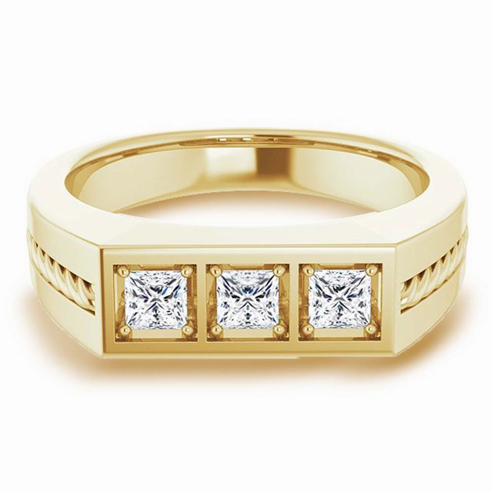 0.75 ctw Princess Diamond Design Men's Ring Rope Accented