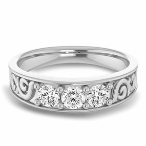 0.75 ctw Round Diamond Filigree Accent Men's Ring Vintage Inspired