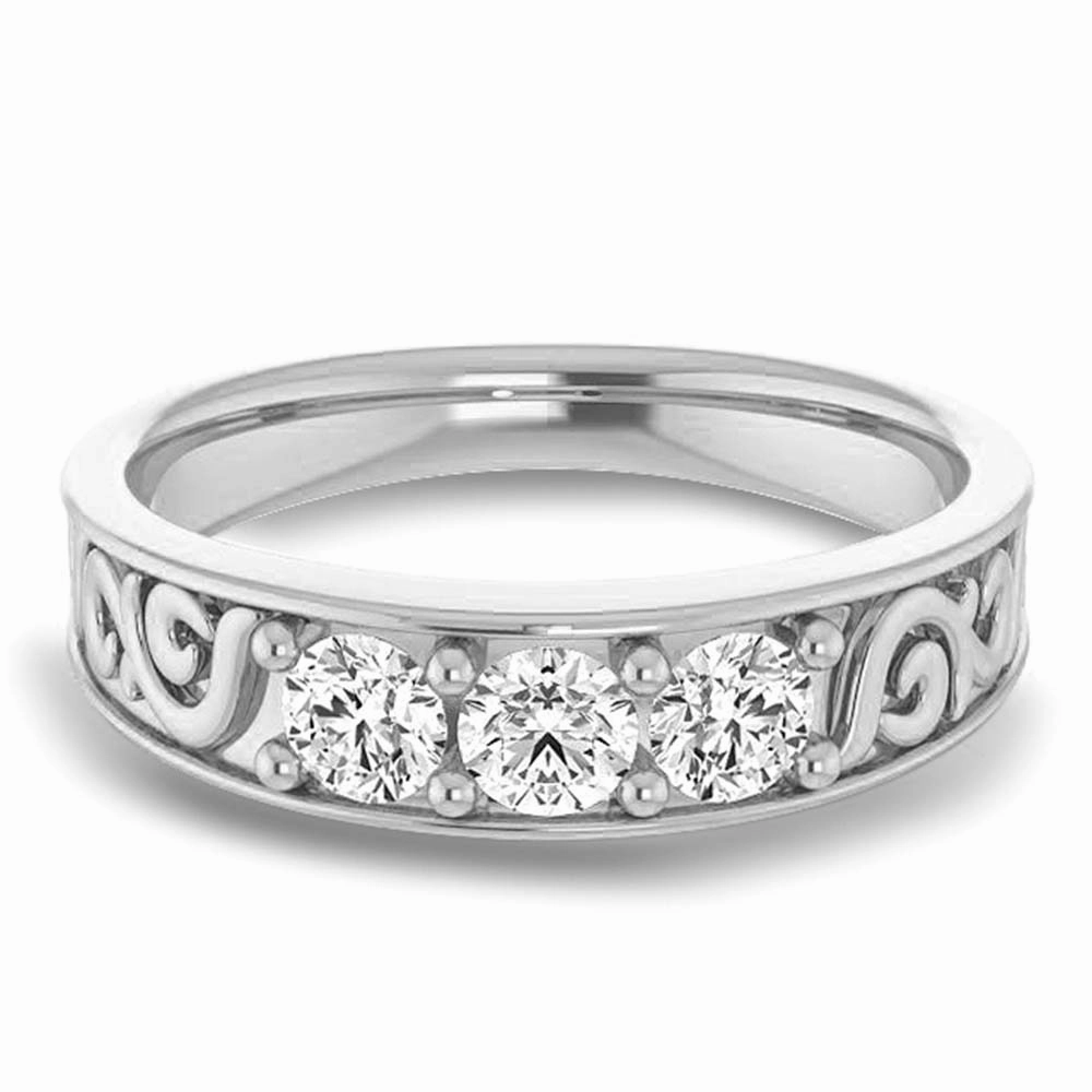 0.75 ctw Round Diamond Filigree Accent Men's Ring Vintage Inspired